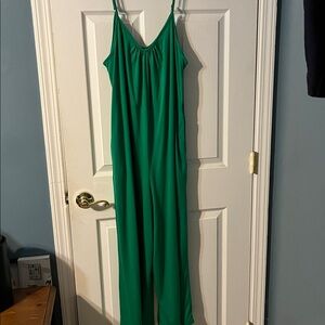 Green Sleeveless Jumpsuit with Adjustable Straps